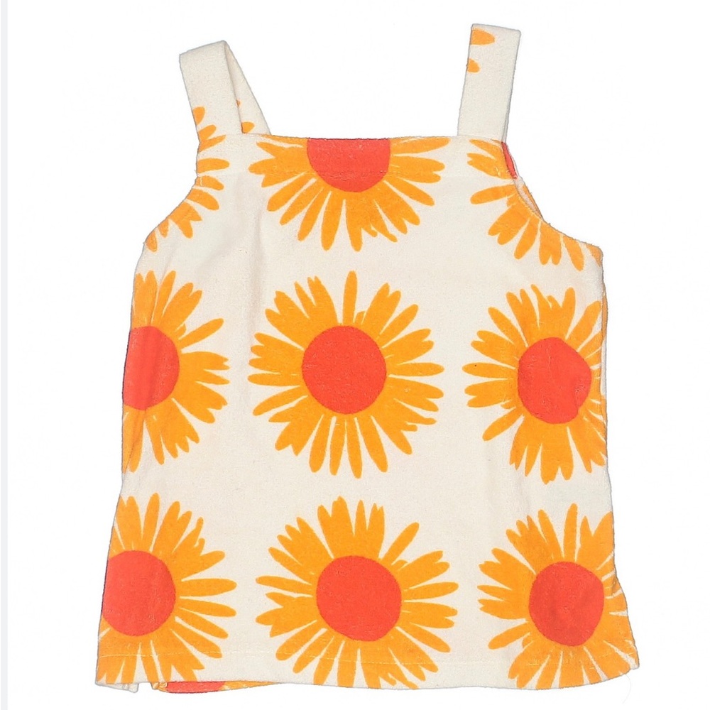 MARIMEKKO Kids Orange flower top and white terry towel matching skirt set